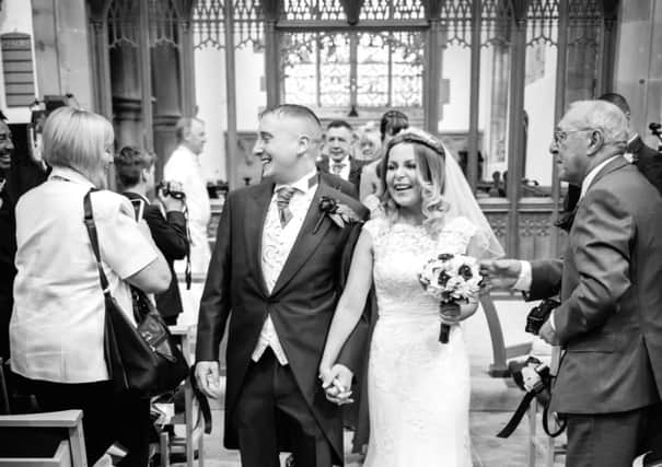 Jade and Travis Currell arranged their wedding at St James in Southam within weeks of Jade being diagnosed with a serious illness.  
Photos courtesy of Zoe Kate Photography.