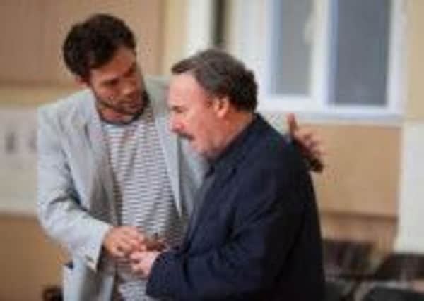 Alex Hassell and Antony Sher in rehearsal for Death of a Salesman. Photo by Ellie Kurttz