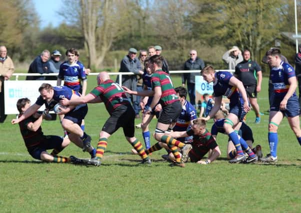 Scott Peters bursts through to put Leamington on the attack. Picture: Gina Ruyssevelt