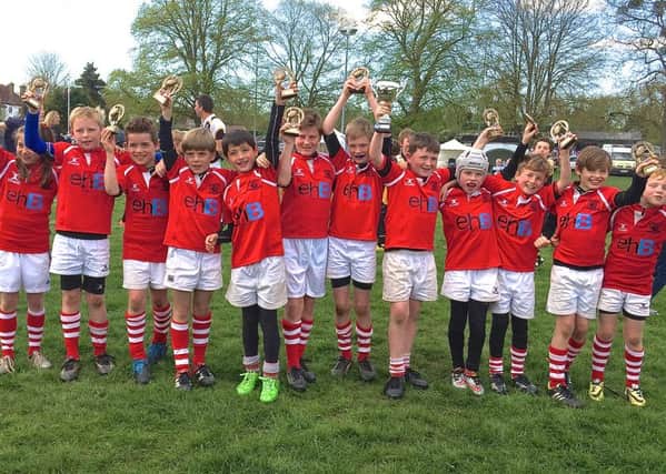 Claverdon Under-tens celebrate their Stratford Rugby Festival success. Picture submitted