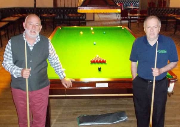Bob Holloway and Tony Baylis face the camera before the over-50s final. Picture submitted