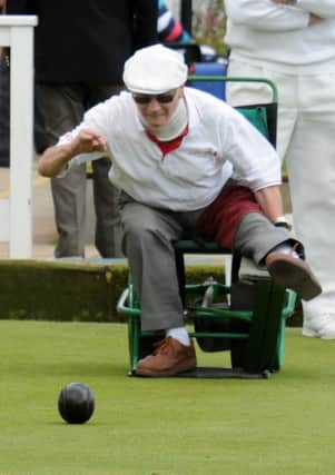 Ron Rowden in action during the Disability Bowls England celebration game at Victoria Park. Pictures: Morris Troughton
