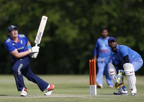 Justin Hollingsworth in action for England in their recent series against world champions India.