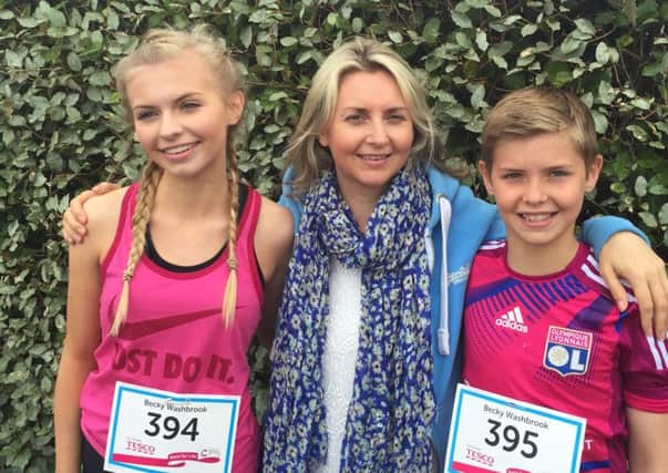 Becky Blunsom-Watson with her children Lily and Oscar, who did the Race for Life after she was diagnosed with breast cancer NNL-150622-144157001