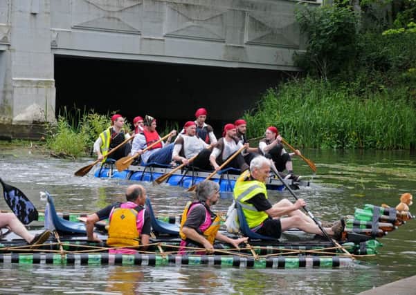 Raft race:
Fun and games at the weir.