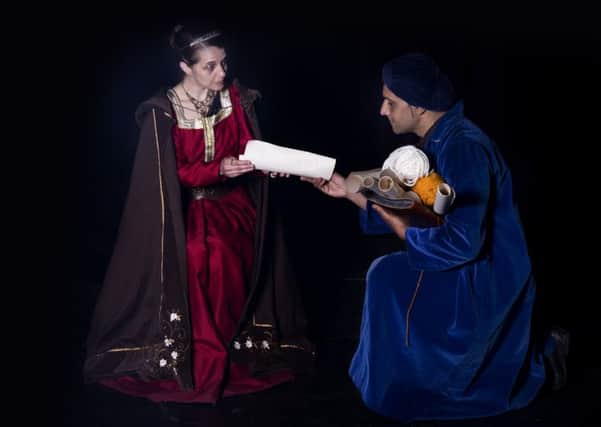 Elizabeth of York (Emma Sian Cooper) and  ProfessorJohn Skelton (Taresh Solanki). Picture: Nadeem Chugtai