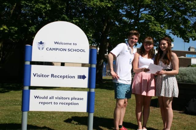 From left to right: Campion students Dan Arthur, Amy Stickley and Kirsty Partridge