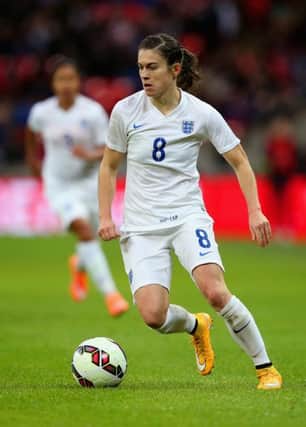 LONDON, ENGLAND - NOVEMBER 23:  Karen Carney of England on the ball during the Women's International Friendly between England and Germany at Wembley Stadium on November 23, 2014 in London, England.  (Photo by Jan Kruger - The FA/The FA via Getty Images)