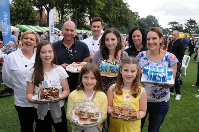 Great Leamington Bakeoff winners Katy Bamforth 12, Michael Gallion, Sophie Howard 8, Zoe Eardles, Ella Bamforth and Helen Baldry are pictured with judges Laura Hamilton from Queans Restaurant, Peter Knibb from Restaurant 23, and Jenny Hudson from SweetAs.
MHLC-05-09-15 Food Festival NNL-150709-081516009