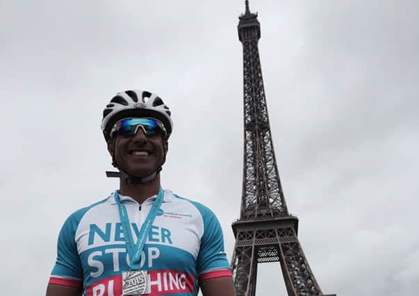 Jamal Abdulkarim at the end of his cycle to Paris.