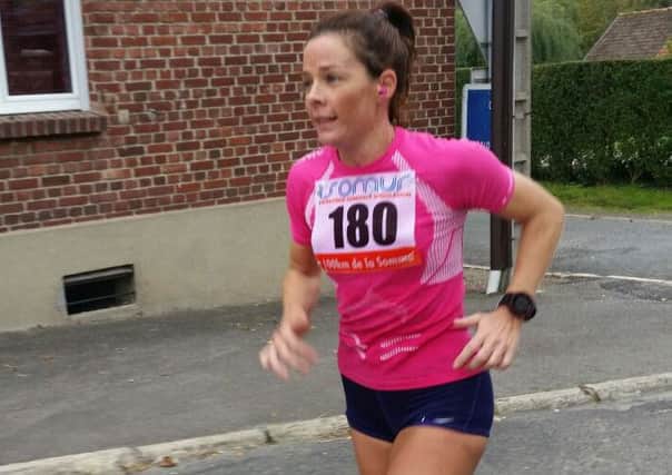 Melissa Venables on her way to second place in the Marathon de la Somme.