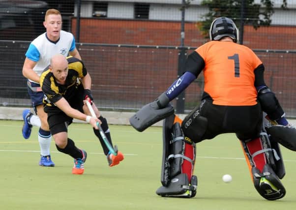 David Harris goes close for Khalsa in their Midlands Premier Division clash at home to Leek. Picture: Morris Troughton