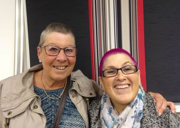 Susan Moroney and Linda March 'braved the shave' for cancer care.