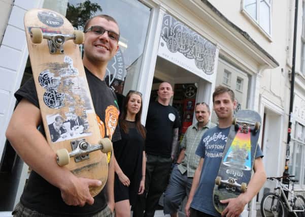 Alex Walker Chairman of 'Save Our Skatepark', is working alongside Ripride skate shop in Leamington to raise awareness of the campaign to have a new skate park built in Victoria Park. He is pictured with Samantha Fawke (Accountant) and  Mark Taylor, Chris Swan and Jack Robison (Trustees).
MHLC Skate Park 26-07-14 NNL-140728-104334009