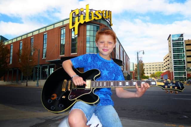 Toby Lee outside the Gibson guitar factory in Memphis