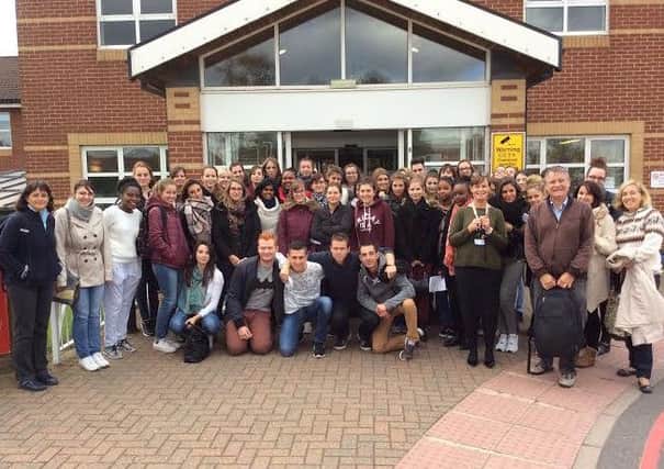 The French students outside the Central England Rehabilitation Unit.