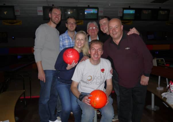 Derek Reynolds with team bowlers Andy Garratt, Dan Rye, Katie Garratt, Tony Russell , Nick Doughty and Paul Doughty.