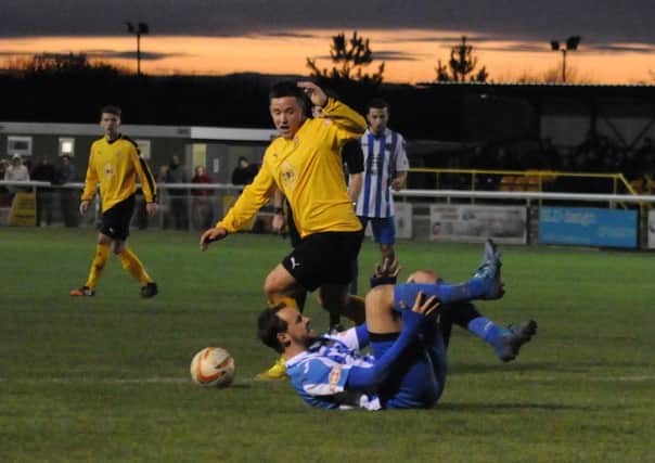 Ben Mackey, seen here in action against Histon, proved the match-winner as Brakes beat Rushall Olympic 3-2.