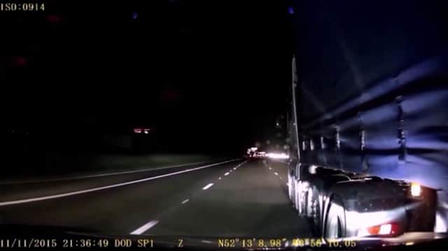 Shocking moment road rage lorry driver rammed car