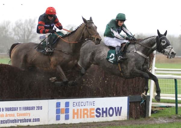 Toowoomba jumps with Capilla (2) on his way to victory in the racing.com Handicap Chase. Picture: dwprattracingphotography.co.uk