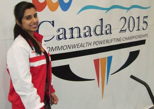 Karenjeet Bains at the Commonwealth Powerlifting Games.