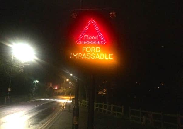 The warning sign at the Castle Road Forrest Road junction
