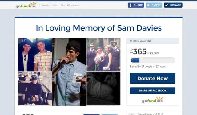 A funding page has been set up in memory of Sam Davies