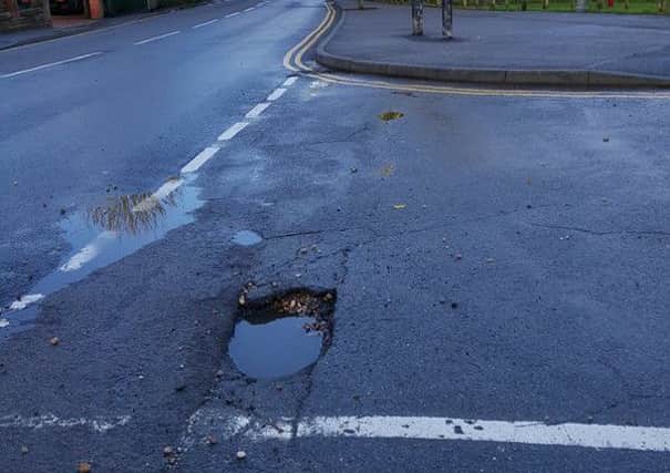 The pothole at the Forrest Road Borrowell Lane junction