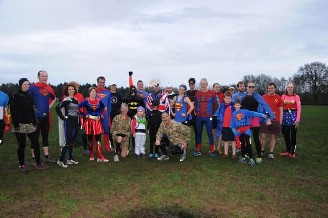 Parkrun runners  donned  superhero costumes on Saturday morning to mark the 250th run in Leamington.  MHLC-09-01-16 Parkrun 250.