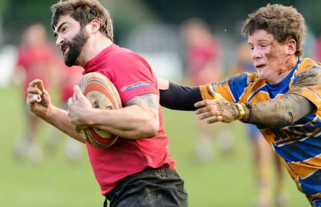 Adam Attenborough in action for Rugby Lions against Old Leamingtonians in Midlands 3 West South