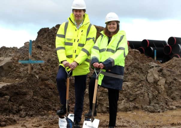 Martijn de Lange COO and Carole Woodhead CEO Hermes at the Rugby Gateway site