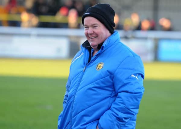 Paul Holleran was all smiles as Leamington beat Frome Town on Saturday to arrest their slide down the table. Picture: Morris Troughton