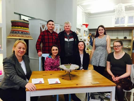 Green Party Leader Natalie Bennett met with directors and clients at Works 4 Me in Rugby