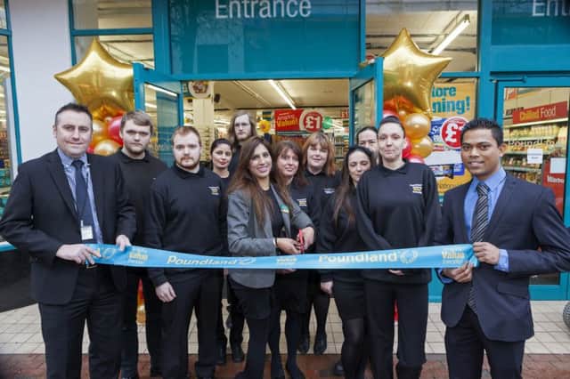 Poundland store manager Surya Butta (right) and his team officially opening of new Poundland store in Rugby.
Photo: Professional Images/@ProfImages