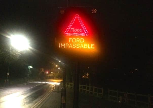 The warning sign at the Castle Road/Forrest Road junction