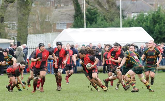 KJ Henry on the charge in Saturday's derby between Newbold and OLs    Pictures by Mike Baker