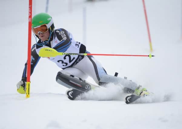 Stockton downhill skier Ollie Eaton in action in Bormio, Italy.