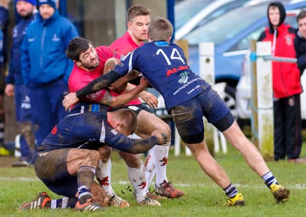 Southam show their resolute defensive qualities on their way to a narrow win over Rugby Lions. Picture: Mike Baker