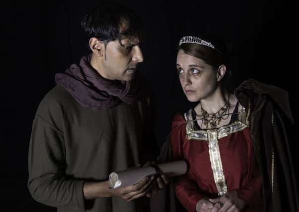 Elizabeth of York (Emma Sian Cooper) meets with Sir James Tyrrell (Taresh Solanki). Picture: Nadeem Chugtai