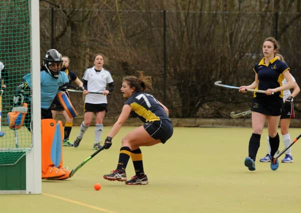 Izzy Hurst is inches away from converting a chance for Warwicks Ladies 1sts at home to Beeston. Picture: Morris Troughton