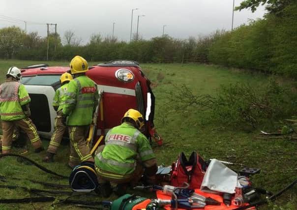Europa Way crash. Picutre from Warwickshire Fire and Rescue Service