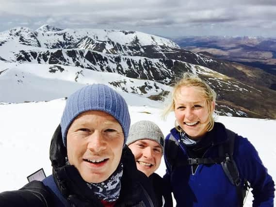 Chris Goodson, Kuba Bieda and Emma Hoyland on a training trip in the Scottish Highlands.