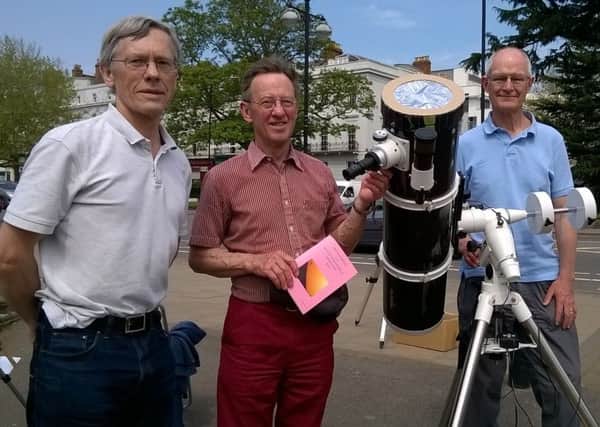 From left to right: Mark Edwards, Geoffrey Johnstone and Andrew Rolls of the Coventry and Warwickshire Astronomical Society