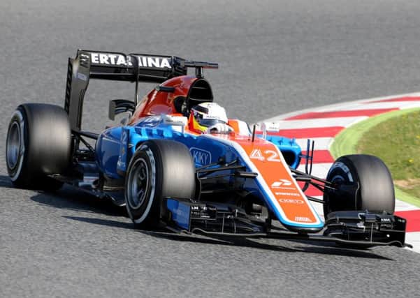 Jordan King tests with Manor Racing in Barcelona.