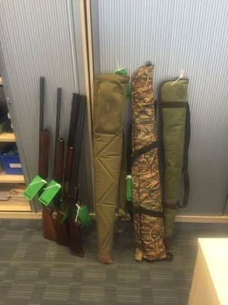 A picture of the shotguns seized from an address in Preston Bagot.