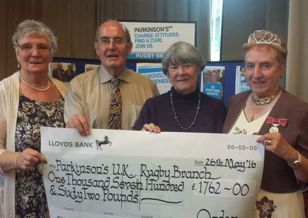 The Rugby branch of Parkinsons UK marked their 25th anniversary on Thursday, May 26. Left to right: Pat Rose, Jim Cave, Rae Ogden and Beryl Emery BEM. NNL-160527-102355001