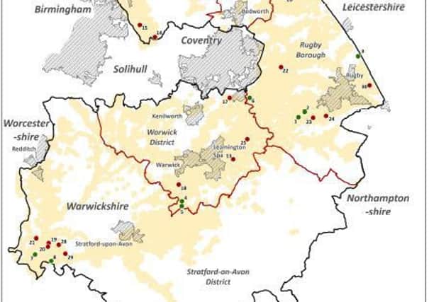 Mineral Extraction proposed locations. Image from Warwickshire County Council