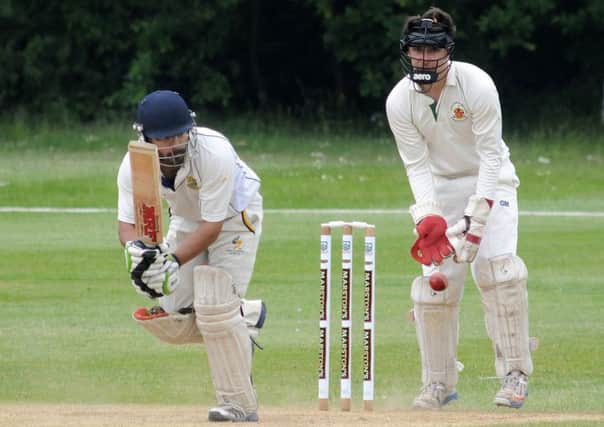 Karan Patra stuck around a long time for his 30 as Leamington found runs hard to get against Wolverhampton 2nds. Picture: Morris Troughton