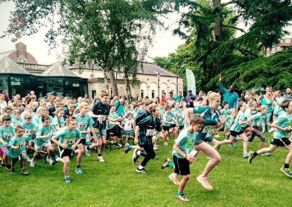 Children taking part in the Kids Marathon at Kids Run Free's Festival of Sport in Leamington.