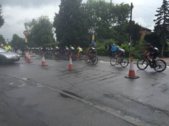 The cyclists leaving Kenilworth on the gyratory down Warwick Road. Picture courtesy of Molly Alcock